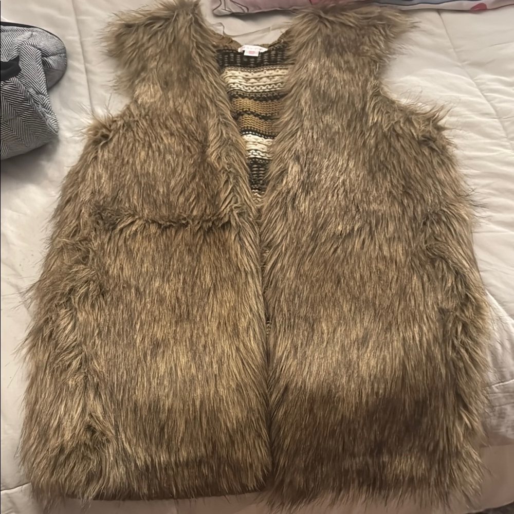 Faux Fur Vest in Brown